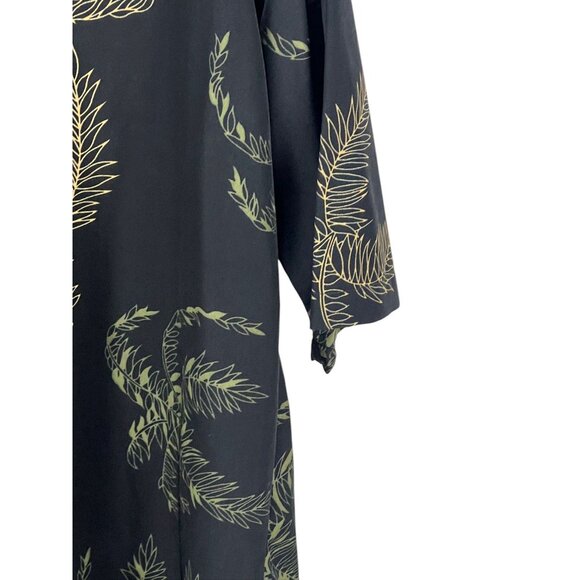 George Martin Men Leaf Print Button-Up Shirt Large Black Gold Relaxed Fit Casual - Picture 5 of 6